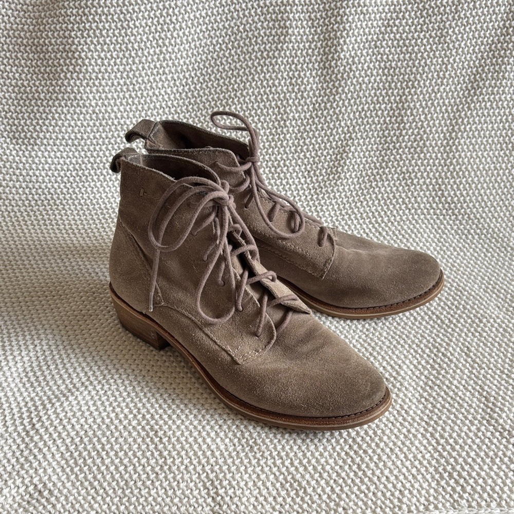 Dolce Vita Taupe Suede Lace Up Boots